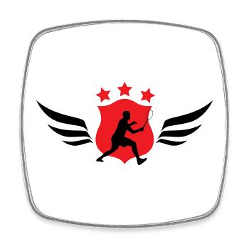 Badminton - Sport - Raquette - Magnet carré - blanc - Devant