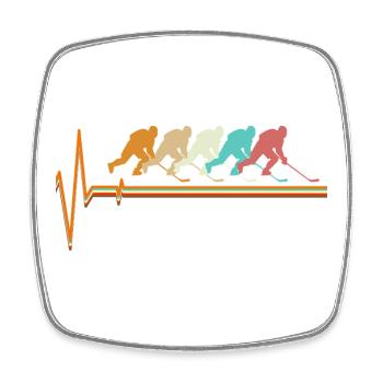 Icey Hockey Heartbeat ECG Pulse Retro Player Gift - Square fridge magnet - white - Front