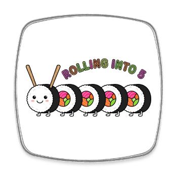 Rolling Into 5 Sushi Geburtstag - Viereckiger Kühlschrankmagnet - Weiß - Vorne