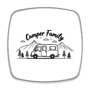 Camper Family Campingbus Berge Abenteuer - Viereckiger Kühlschrankmagnet - Weiß - Vorne