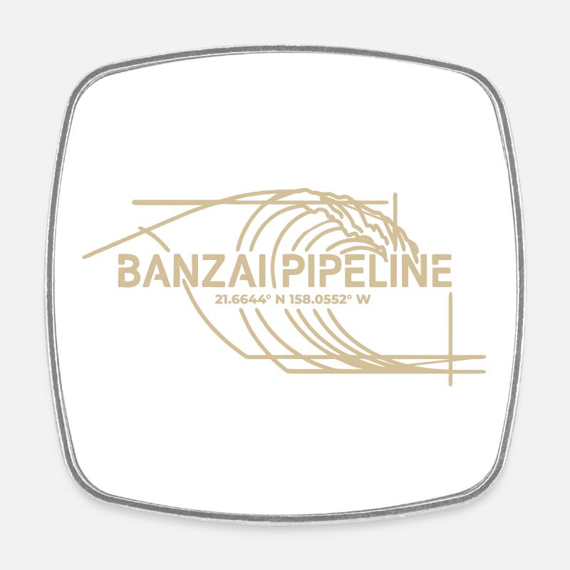 Banzai Pipeline Surf Wave Art - Square fridge magnet - white