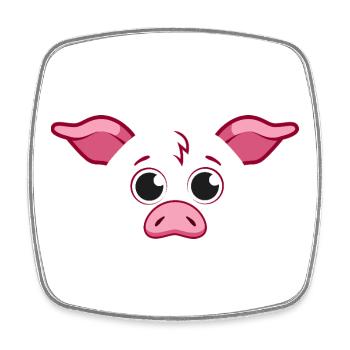 Cute Pig Face Minimalist Pink Animal Art - Square fridge magnet - white - Front