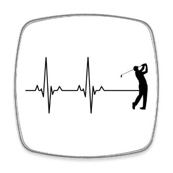 Golf Heartbeat Golfing Women - Square fridge magnet - white - Front