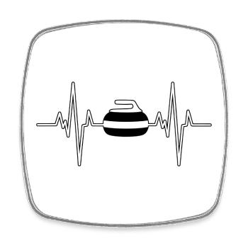 Sport Heartbeat Curling - Square fridge magnet - white - Front