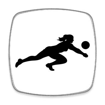Silhouette de volley-ball - Magnet carré - blanc - Devant
