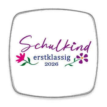 SchulKind Erstklassig 2026 - Viereckiger Kühlschrankmagnet - Weiß - Vorne