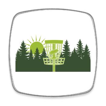 Disc Golf Sonnenaufgang im Wald - Viereckiger Kühlschrankmagnet - Weiß - Vorne