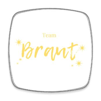 Team Brant Gold Script Stars - Viereckiger Kühlschrankmagnet - Weiß - Vorne