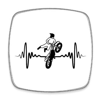 Motocross Heartbeat - Square fridge magnet - white - Front