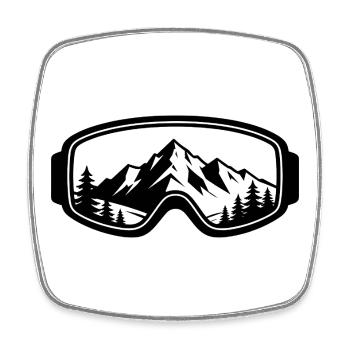 Snow Summit Silhouette - Ski Goggles - Square fridge magnet - white - Front