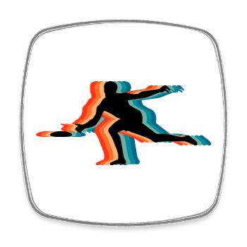 Frisbee Player Retro Silhouette Vintage Flying Dis - Viereckiger Kühlschrankmagnet - Weiß - Vorne