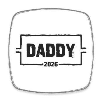 DADDY 2026 Stolzer werdender Vater - Viereckiger Kühlschrankmagnet - Weiß - Vorne