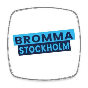 Marque de mots Bromma Stockholm - Magnet carré - blanc - Devant