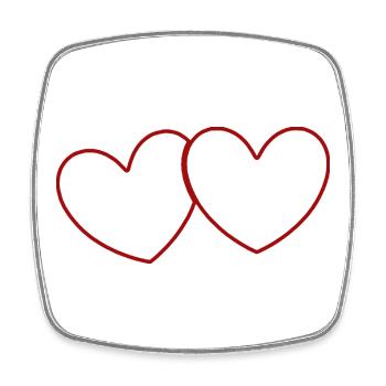2 cœurs rouges cadeau de la Saint-Valentin - Magnet carré - blanc - Devant