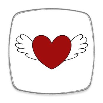 red heart with wings gift Valentine's Day - Square fridge magnet - white - Front