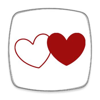 2 Red Hearts Heart Red Gift Valentine's Day - Square fridge magnet - white - Front