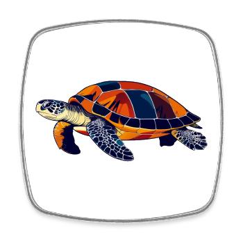 Colorful Mosaic Water Turtle Sea Turtle - Square fridge magnet - white - Front
