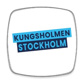 Kungsholmen Stockholm Typographie - Magnet carré - blanc - Devant