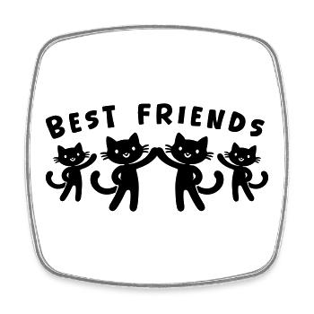 Beste Freunde Katzen - Viereckiger Kühlschrankmagnet - Weiß - Vorne
