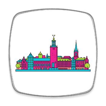 Stockholmer Stadtsilhouette Gamla Stan Moderne Kunst - Viereckiger Kühlschrankmagnet - Weiß - Vorne