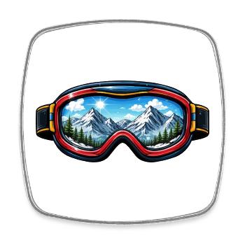 Paysage des lunettes de ski - Magnet carré - blanc - Devant