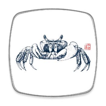 Crabe winker avec tampon kanji - Magnet carré - blanc - Devant