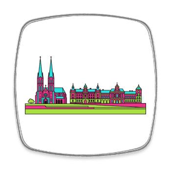 Skyline der Stadt Stettin Wały Chrobrego Kunst - Viereckiger Kühlschrankmagnet - Weiß - Vorne