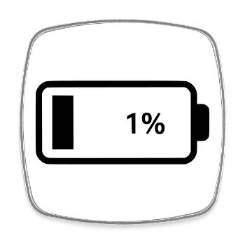 Batterie vide 1 % - Magnet carré - blanc - Devant