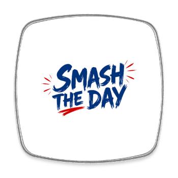 SMASH THE DAY Motivation pour le padel et le tennis - Magnet carré - blanc - Devant