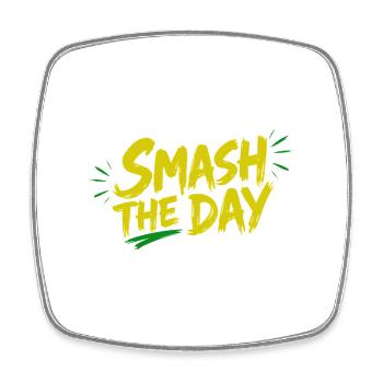 SMASH THE DAY Motivation für Padel und Tennis - Viereckiger Kühlschrankmagnet - Weiß - Vorne
