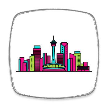 Skyline de la ville de Calgary Tour Calgary Art moderne - Magnet carré - blanc - Devant