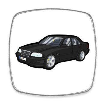 Black Luxury Car Cartoon - Square fridge magnet - white - Front