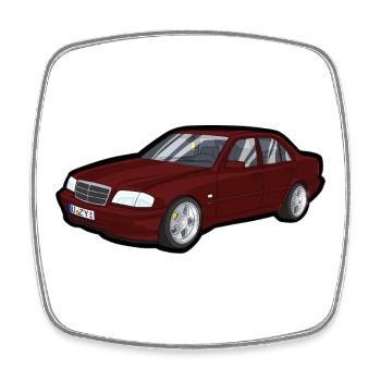 Look de voiture de rue de dessins animés rouges - Magnet carré - blanc - Devant