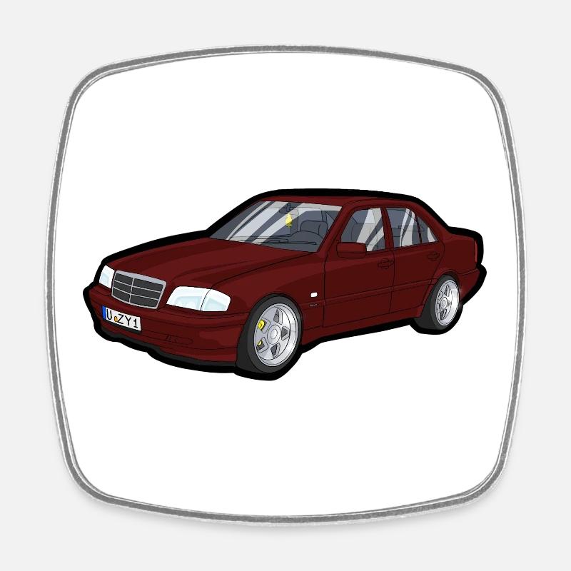 Look de voiture de rue de dessins animés rouges - Magnet carré - blanc
