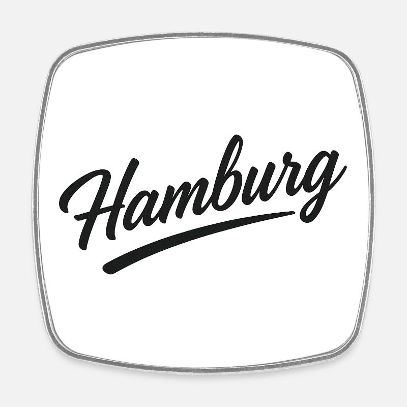 Hamburg Script City Design with Underline - Square fridge magnet - white
