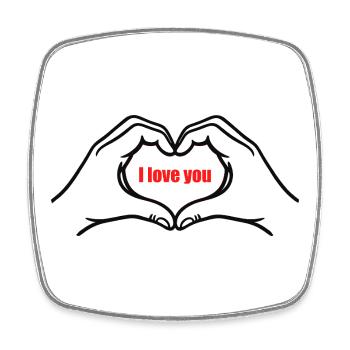 I Love You – Heart Made of Hands | Romantic Art - Square fridge magnet - white - Front