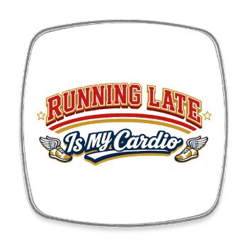 Retro Running Late Is My Cardio Saying Quote - Square fridge magnet - white - Front