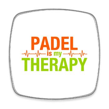 Padel is my therapy Heartbeat Sport Statement - Square fridge magnet - white - Front