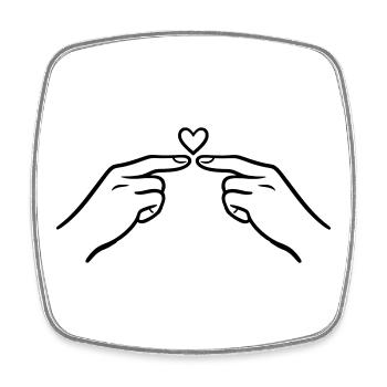 Finger Touch Heart Minimal Line Art Design - Magnet carré - blanc - Devant