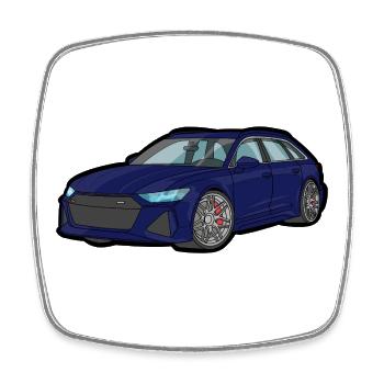 Midnight Blue Sports Car Silhouette - Square fridge magnet - white - Front