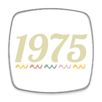 1975 - Square fridge magnet - white - Front
