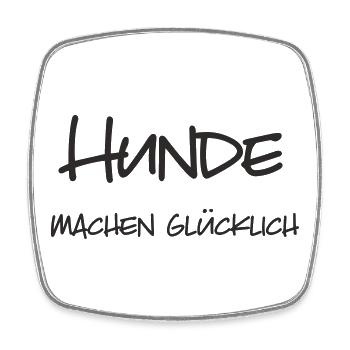Hunde machen glücklich – Schriftzug für Hundefans - Viereckiger Kühlschrankmagnet - Weiß - Vorne