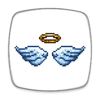 Retro Pixel Art Angel Wings and Halo - Viereckiger Kühlschrankmagnet - Weiß - Vorne
