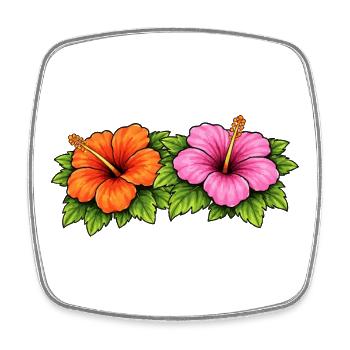 Hibiskus Flowers - Viereckiger Kühlschrankmagnet - Weiß - Vorne