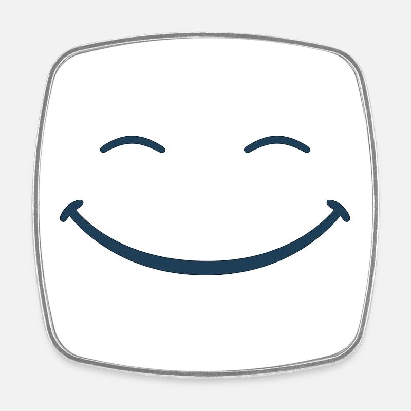 Icône bleue du sourire minimal - Magnet carré - blanc