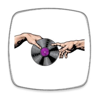 Hands Touching Vinyl Record Art - Square fridge magnet - white - Front