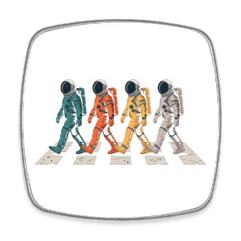 Raumfahrt T-Shirt mit Astronauten Parade - Viereckiger Kühlschrankmagnet - Weiß - Vorne
