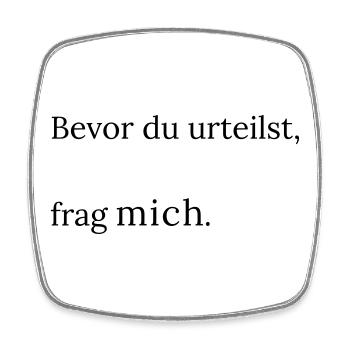 Frag_mich - Viereckiger Kühlschrankmagnet - Weiß - Vorne