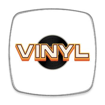 Vinyl Retro Typography Design - Viereckiger Kühlschrankmagnet - Weiß - Vorne