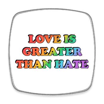 Liebe ist größer als Hass Regenbogen - Viereckiger Kühlschrankmagnet - Weiß - Vorne